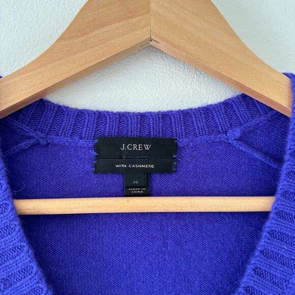 J. Crew Cashmere V-Neck Long Sleeve Pullover Sweater Purple XS - Picture 4 of 7